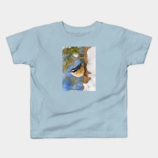 Red Breasted Nuthatch Guoche Digital Painting Kids T-Shirt